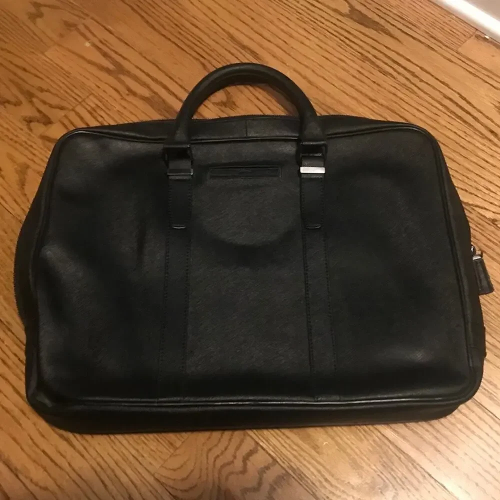 CALVIN KLEIN Men’s Black Leather Briefcase